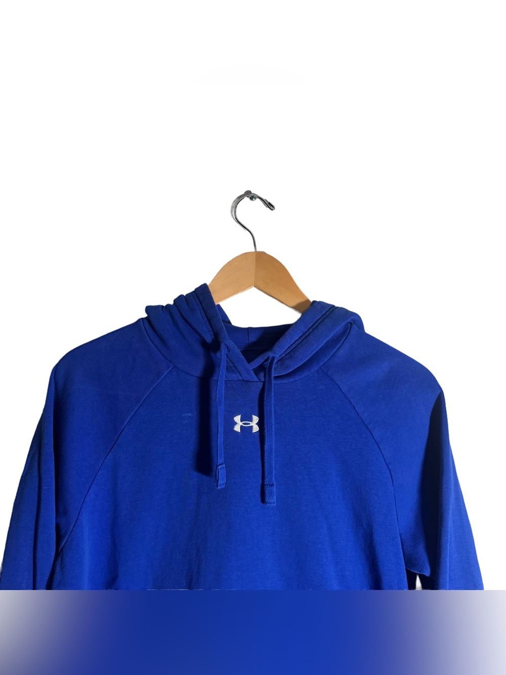 Under Armour Hooded Sweatshirt Women's Small Blue Logo Fleece Pullover Athletic - Picture 4 of 6